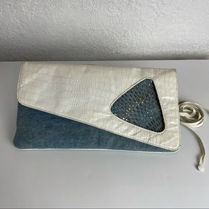 Elegant White and Blue Clutch